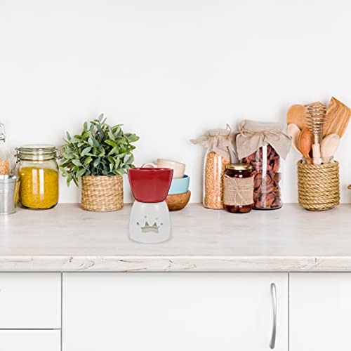 Hemoton Aquecedor de manteiga de cerâmica, panela de derretimento de queijo, fornalha de aquecimento