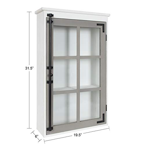 Kate and Laurel Hutchins Decorative Rustic Wall Cabinet, 19.5 x 6 x 31.5, White and Gray, Farmhouse Cabinet with Glass Door by Kate and Laurel - Used condition - Image 4