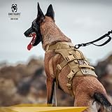 OneTigris Hundegeschirr, T-Bone Taktisches Geschirr mit 2 Griff Ausbruchsicher Einstellbar Brustgeschirr für Hunde Jagd Wandern Trainierung Spaziergang Outdoor-Aktivitäten (Braun, M)