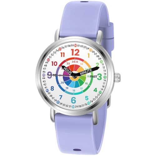 Afcrho Relojes para niños, reloj de aprendizaje para niños, tablero de dardos para niños pequeños, tiempo de aprendizaje y hora fácil de leer, reloj analógico para niños y niñas de 3 a 11 años, color