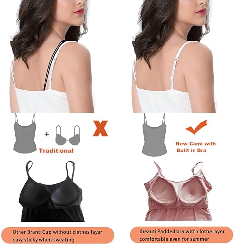 Image of Ibeauti Womens Camisoles Tops with Built in Padded Bra Basic Breathable Tank Top