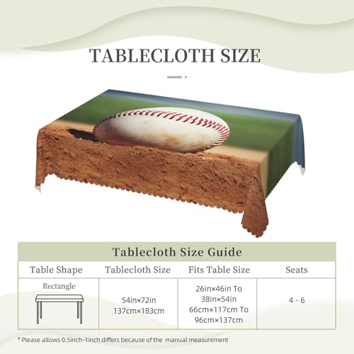 Nappe rectangulaire de baseball imperméable 137x183 cm lavable pour décoration table