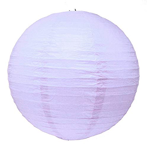 Image of Mudra Crafts 12 Inch Round Chinese Lavender Paper Lanterns Hanging Decor | 10 PCs, Reusable, Indoor Outdoor Decorative Lamp Shade, for Ceiling, Wedding, Shower, Party, Festival, Home Decoration