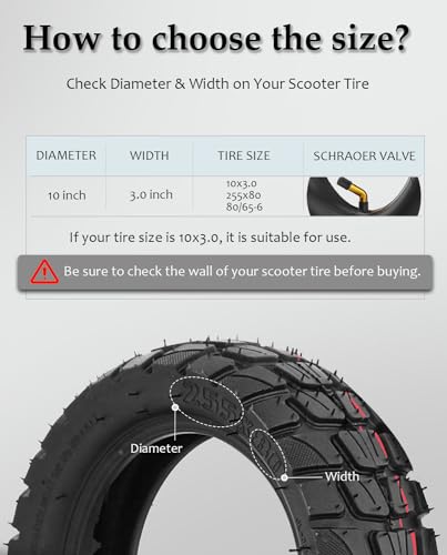 Felixstory 10x3/255x80(80/65-6) Scooter Inner Tube Fit for Varla Eagle One/Nanrobot D4+ D5+ D6+/Apollo ghost/Kugoo M4 Pro/Joyor s10-s Electric Scooter, Go karts ATV Quad Speedway, with 45 Degree Valve