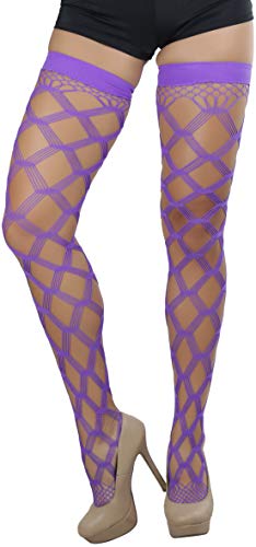 Image of ToBeInStyle Women's Multi-Strand Large Diamond Fence Net Thigh High Stockings