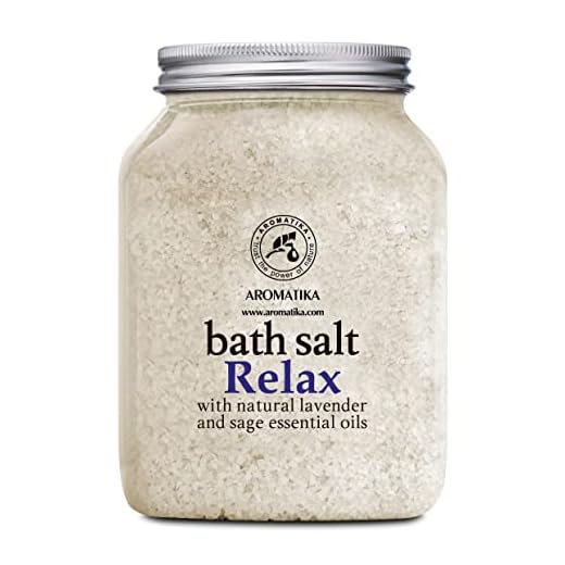 Sales de Baño Relajantes 1300g con Aceite Esencial de Lavanda y Salvia - Poseen Propiedades Beneficiosas para Lograr un Buen Descanso y Reducir el Estrés - Cuidado Corporal - Baños Relajante