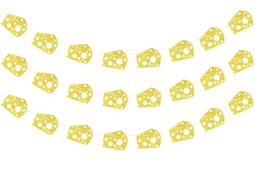 Sursurprise Cheese Themed Party Decorations, 3Pcs Cheese Banner for Macaroni and Cheese Birthday Decorations Party Supplies