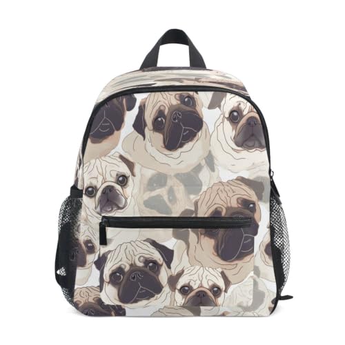 Sac d'école préscolaire chiot carlin triste : cartable ergonomique garçons et filles