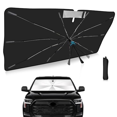 2025 Upgrade Windshield Sun Shade Umbrella Custom Fit for Toyota Tundra 2022-2025 Foldable UV Protection Car Cover, Emergency Rain Shield & Dashboard Protector - Durable Auto Accessory