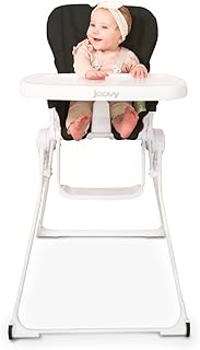 Joovy Nook NB High Chair Featuring Four-Position Adjustable Swing Open Tray, 3-Position Reclining Seat, and Front Wheels for Added Mobility - Folds Down Flat for Easy Storage, Jet