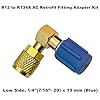 VOTNMIC R12 to R134A AC Retrofit Fitting Adapter Kit, Brass R12 R22 to R134A High/Low Fitting Port Retrofit 1/4’’ to 7/16"-20 UNF Conversion Adapter (90° Angled High and Low Side Conversion Kit) #4