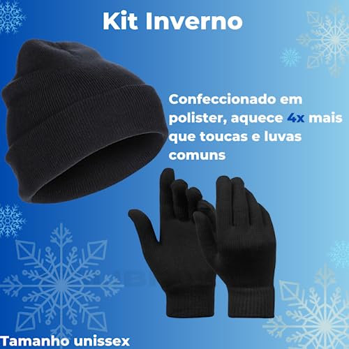 Kit Touca e Luva de Frio de Adulto Gorro Inverno Unissex + Chaveiro Abridor 3 em 1