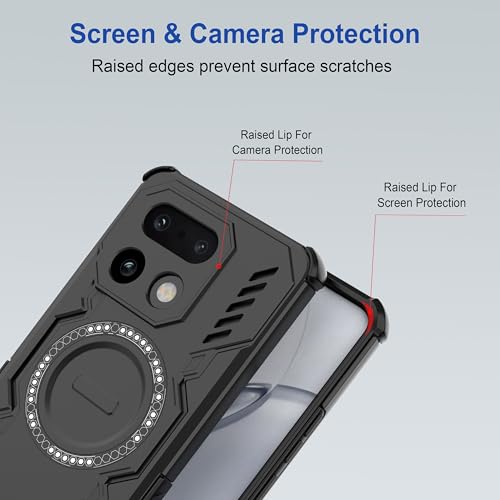 Image of amazon basics Back Case Cover for Realme 16 Pro Plus 5G | Magnetic Case with Built-in Metal Ring | Supports MagSafe Charger, Wallet & Car Mount | Shockproof Hybrid PC + TPU | Black