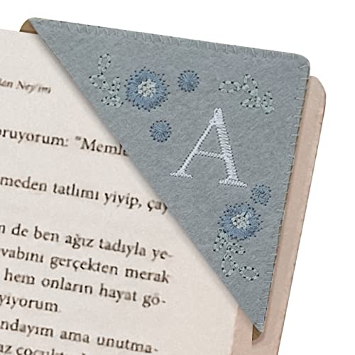 Zuihug Embroidered Corner Bookmark - DIY Custom Bookmarks with 26 Letters Felt Triangle Design - Embroidered and Handcrafted for Your Reading Pleasure (Winter, A)