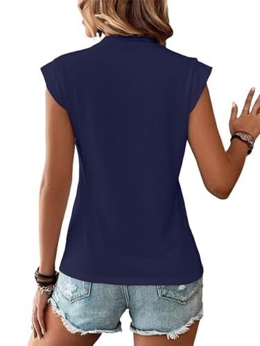 3-Pack Womens Casual Tank Tops Summer Spring Trendy T Shirts Basic Blouses Loose Fit Beach Vacation Outfits Round Neck Short Cap Sleeve Tee Fashion 2026 Clothes,Navy Blue+White+Red,XX-Large Size — view 5