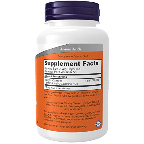 NOW Supplements, AcetylL Carnitine 500 mg, Amino Acid, Brain And Nerve