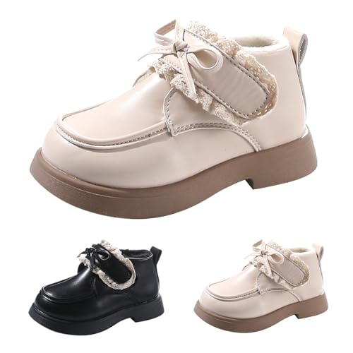 Little Girls Winter Cute Bowknot Short Dress Boot Low Heel Anti Slip Comfortable Fashion Girls Leather Shoes2