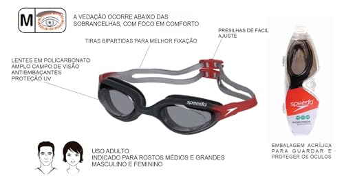 Kit Natação Speedo Óculos Hydrovision + Touca Flat Silicone Preta (onix)