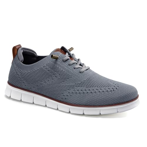 LEZTA Breeze Shoes for Men Casual Dress Oxfords Business Walking Sneakers Comfortable Lightweight Breathable Soft Sole Footwear Grey 274 MM
