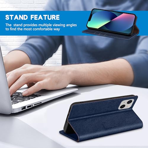 Image of ZZXX for iPhone 13 Mini Wallet Case Strong Magnetic 5.4 inch,Blue