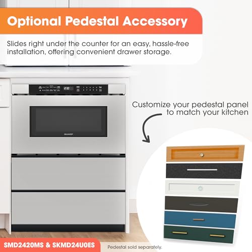 Image of Sharp SMD2420MS 24-Inch Built-In Microwave Drawer Oven, 1.2 Cu. Ft, Stainless Steel, Touch Control Panel, Sensor Cook Technology, Under-Counter Installation