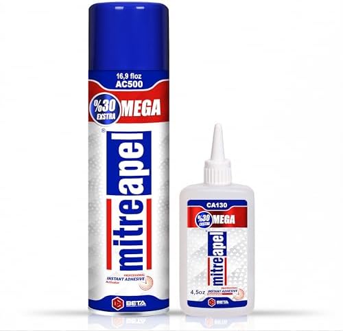 MITREAPEL CA Glue with Activator(4.5oz+16.9 fl oz) Instant Bond Professional Cyanoacrylate Adhesive and Super Glue Accelerator for Woodworking, Ceramic, 3D Printing, Glass, DIY&Craft, Plastic, Repair