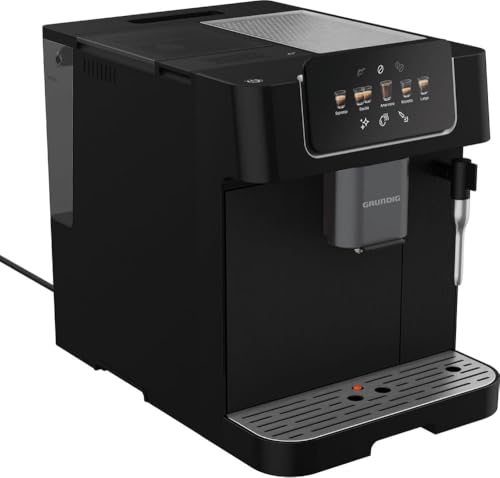 Grundig - KVA 6230 Kaffeevollautomat - 19 Bar Pumpendruck - 13-stufiges Edelstahl-Mahlwerk - Milchaufschäumdüse - 2L Wassertank - Tassenwärmer - Doppel-Auslauf - Schwarz/Silber - Robust