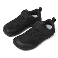 Kids Girls Boys Shoes Wide Barefoot Shoes Kids Trainers Breathable Walking Sneakers for School Trail Running Wide Sneaker Outdoor Sports Black Footwear UK 10