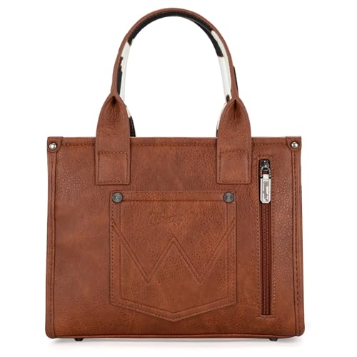 Image of Wrangler Cow Print Tote Bag for Women Western Purse Boho Top Handle Satchel Handbag with Signature Strap