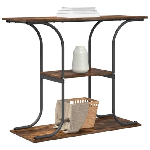 Mesa consola de 101 cm de madera con estante y diseño compacto 4