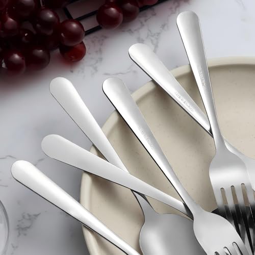 Image of Unokit 24-Piece Spoons and Forks Set Silverware Set - Forks and Spoons Food Grade Stainless Steel Silverware for Home, Kitchen and Restaurant, 12-Fork and 12-Spoon, Mirror Polished&Dishwasher Safe