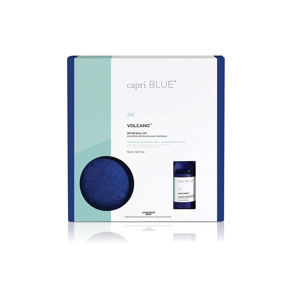 Capri Blue Volcano Dryer Ball Kit Includes 3 100 Wool Dryer Balls 1 Volcano Laundry Fragrance Oil Reusable
