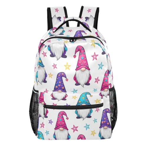 Sac à dos garçons pour aller au collège avec son joli motif nains et étoiles blanches