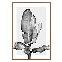 SIGNWIN Framed Canvas Wall Art Large Tropical Banana Leaves Botanical Plants Watercolor Minimalism Modern Expressive Black and White for Living Room, Bedroom, Office - 16