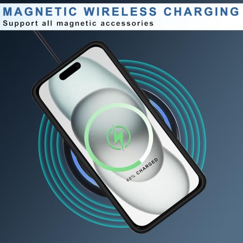 Image of CEDO Magnetic Cover for iPhone 15 | Compatible with MagSafe Wireless Charging | Matte Black Case Designed with Magnetic Lock Shockproof Edge Protection Backcover (Translucent Black)