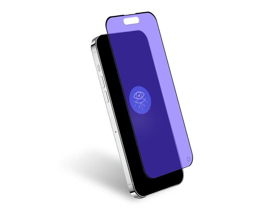 Protection verre trempé iPhone 15 Forceglass anti lumière bleue pour la nuit