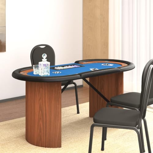 Lauuoeriau Furniture Item home Pokertisch für 10 Spieler mit Pommes-Tablett, blau, 160 x 80 x 75 cm, Möbel