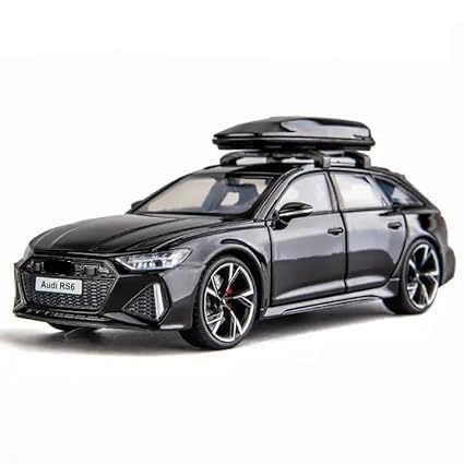 Image of 1:32 OUDI RS6 Model Luxury Car Toy Metal Pull Back Diecast Car with Openable Door and Sound Light, Gifts Toys for Kids (NO Pullback)【 Black 】