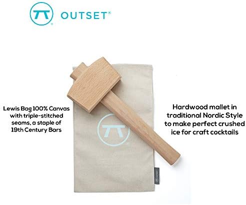 Outset Professional Lewis Bag and Ice Mallet Bartender Kit, 2 Piece Set, Beechwood - Thumbnail 3