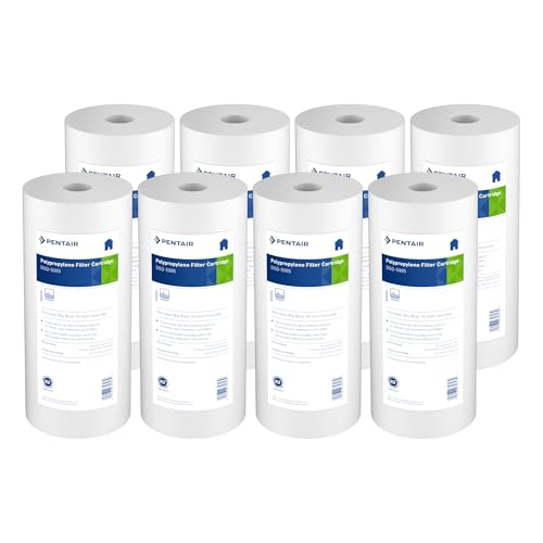 Image of Pentair Pentek DGD-5005 Big Blue Water Filter, 10-Inch Whole House Sediment Filter Cartridge Replacement, Dual-Gradient Density Spun Polypropylene, 10 inch x 4.5 inch, 5 Micron, Pack of 8