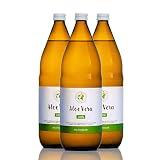 Aloe Vera Bio-Direktsaft 100% | Handfiletiert | Reich an natürlichen Inhaltsstoffen | Durchschnittlich 1200mg/l Aloverose | Braunglasflaschen | 3 x 1000ml