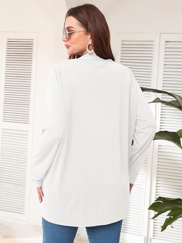 Image of AusLook Women's Plus Size Lightweight Open Front Cardigan 3 /4 Sleeve Cover Ups Shrugs Shawls and Wraps Kimono Jacket Coat