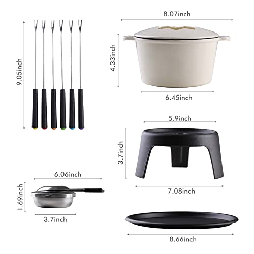 Artestia Cast Iron Fondue Pot Set for Chocolate Cheese, Fondue Pot Set