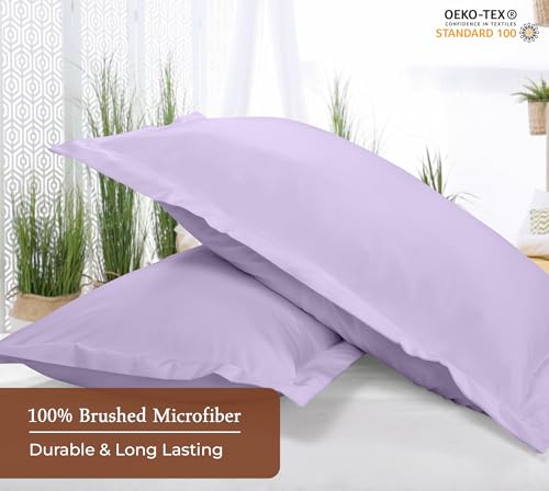 Image of Royale Linens Pillow Shams 2 Pack Standard Size 20x26 Inch - 1800 Microfiber - Bed Pillow Shams, Wrinkle Resistant Super Soft and Cozy - Back Overlap Closure - Oxford Pillowcase (Standard, Lavender)