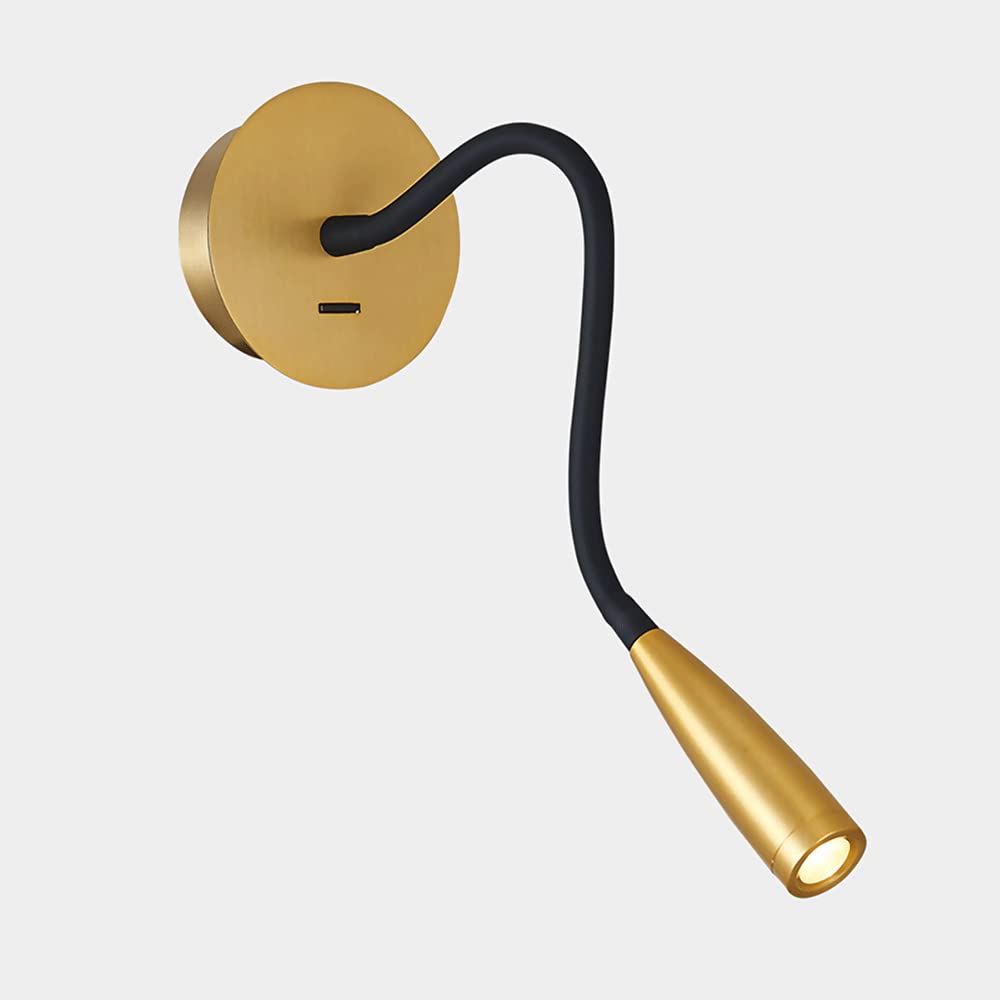 Mjsdjof Gooseneck Wall Lamp Bronze Bedside Wall Light with Ship Type Switch, Hose LED Reading Wall Sconce Bedroom Wall Mounted Lights for Office Study Room Children's Room