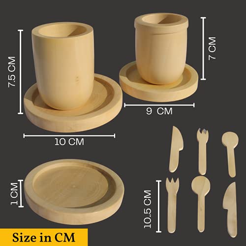 Image of Gift Equals Love Handmade Wooden Toy Kitchen Set Starter Kit Natural Finished for Little Boys and Girls with a Canvas Bag (Large)