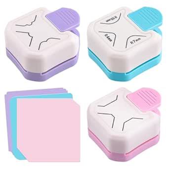 LEONTOOL 3Pcs Paper Corner Rounder, (R4mm+R7mm+R10mm) 3 Way Beauty Shape Corner Punch, Chamfer Tag Punch, Paper Edge Cutter for Paper Crafts DIY Projects, Laminate, Photo, Cardstock, Scrapbooking