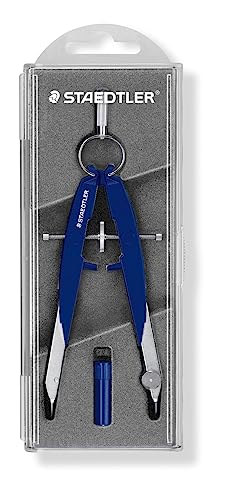Staedtler 556 00 Compasso Esatto E Preciso, Blu-Argento, Custodia Stabile Con Coperchio A Cerniera, L'Imballaggio Può Variare