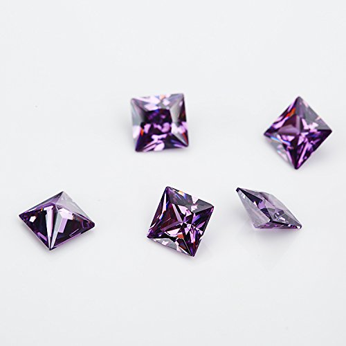 50Pcs Size 3X3~10X10Mm Aaaaa Amethyst Square Shape Princess Cut Europe Machine Cut Loose Cz Cubic Zirconia Gemstone (6X6Mm 50Pcs) #TOP4