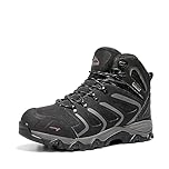 NORTIV 8 Men's Ankle High Waterproof Hiking Boots Backpacking Trekking Trails Shoes,Size 10W,Black/Grey,160448_M-W